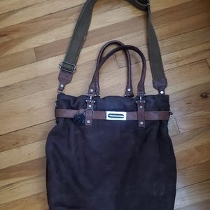 LANVIN PARIS SUEDED LEATHER TOTE